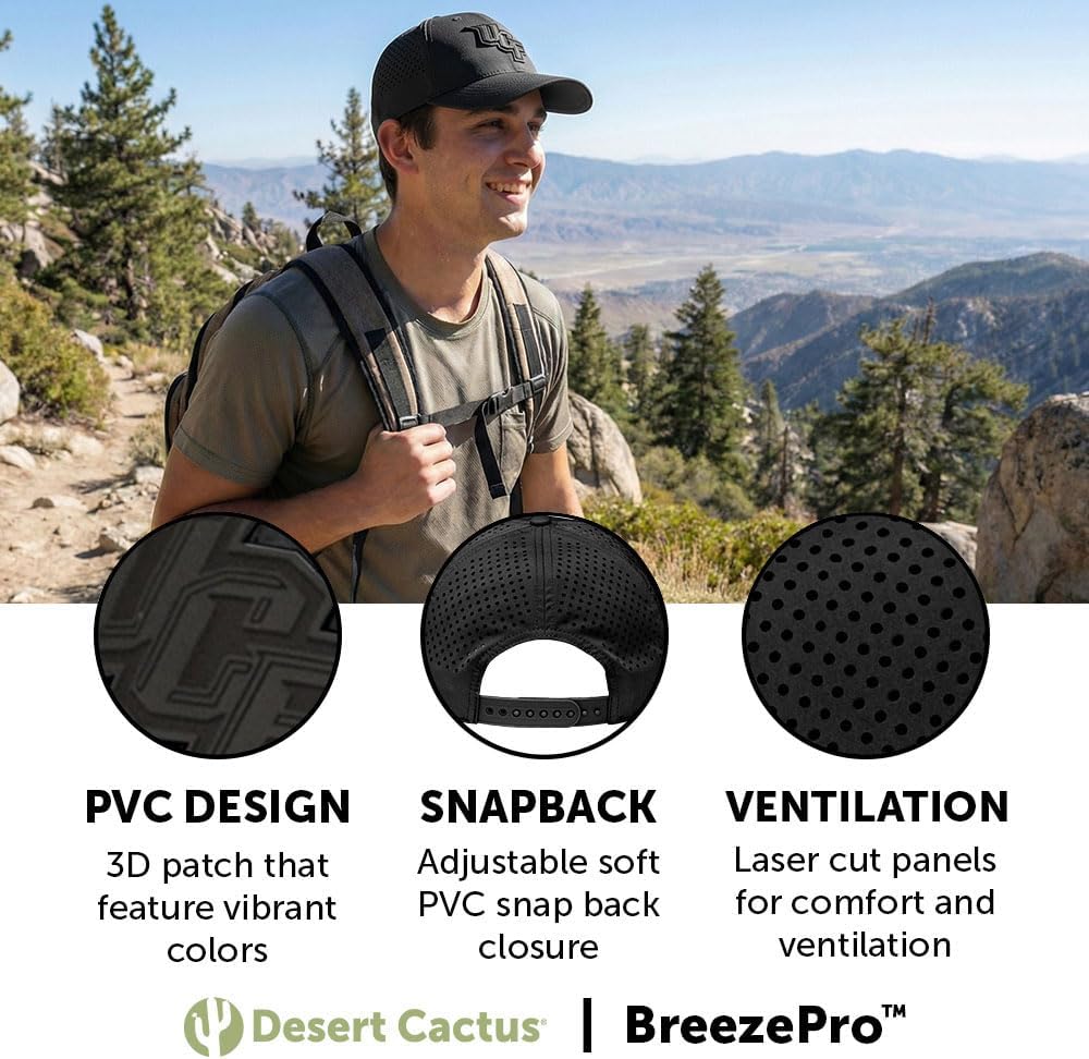 Desert Cactus Central Florida Snapback Hat – BreezePro Performance Baseball Cap Adjustable Strap Design for UCF Knight (BP3)
