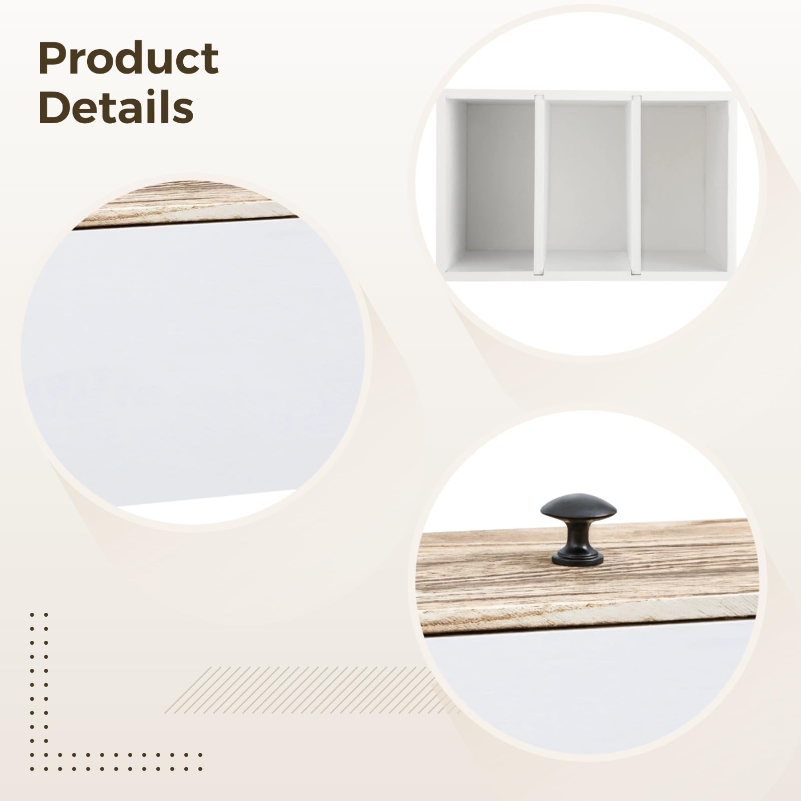 Generisch Contenitore per tamponi da bagno, 20,3 x 12,7 x 12,7 cm, con coperchio in legno e pomello nero, contenitore in stile rustico con scomparti nascosti per un ordine discreto in bagno
