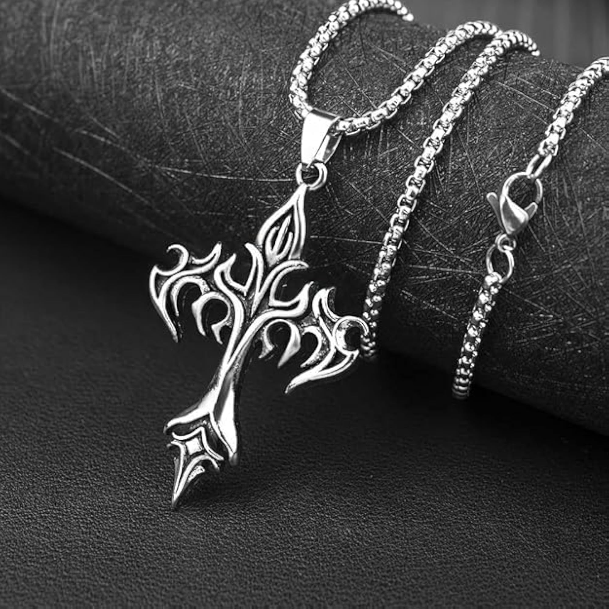 Unisex Gothic Stainless Steel Cross Pendant Necklace
