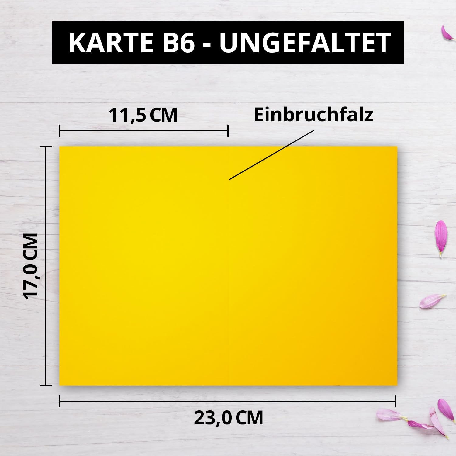 500x tarjetas plegables B6 - color: amarillo miel - 11,5 x 17 cm (abiertas: 23 x 17 cm) - muy resistentes - tarjetas artesanales para invitaciones y tarjetas de felicitación