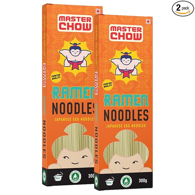 MasterChow Japanese Ramen Noodles - Pack of 2| Egg Noodles | No Preservatives | Get Restaurant Style Taste in Just 10 Minutes | No Maida, Not Fried |Serves 4-5 Meals | 300gms Each