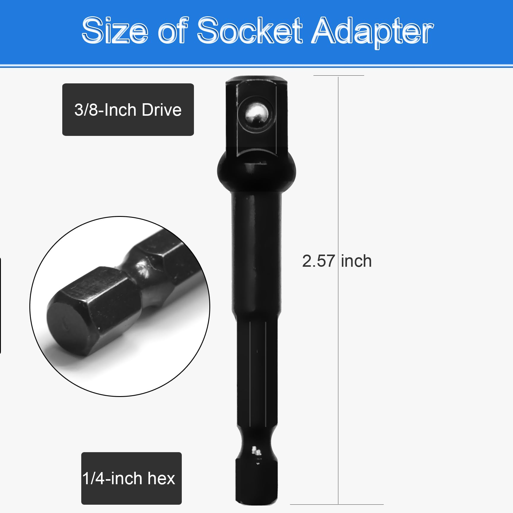 Auniwaig 10-Piece 1/4" Hex Shank Nut Driver Bit Set – 65mm Long Impact Socket Adapters For Power Drills & Screwdrivers