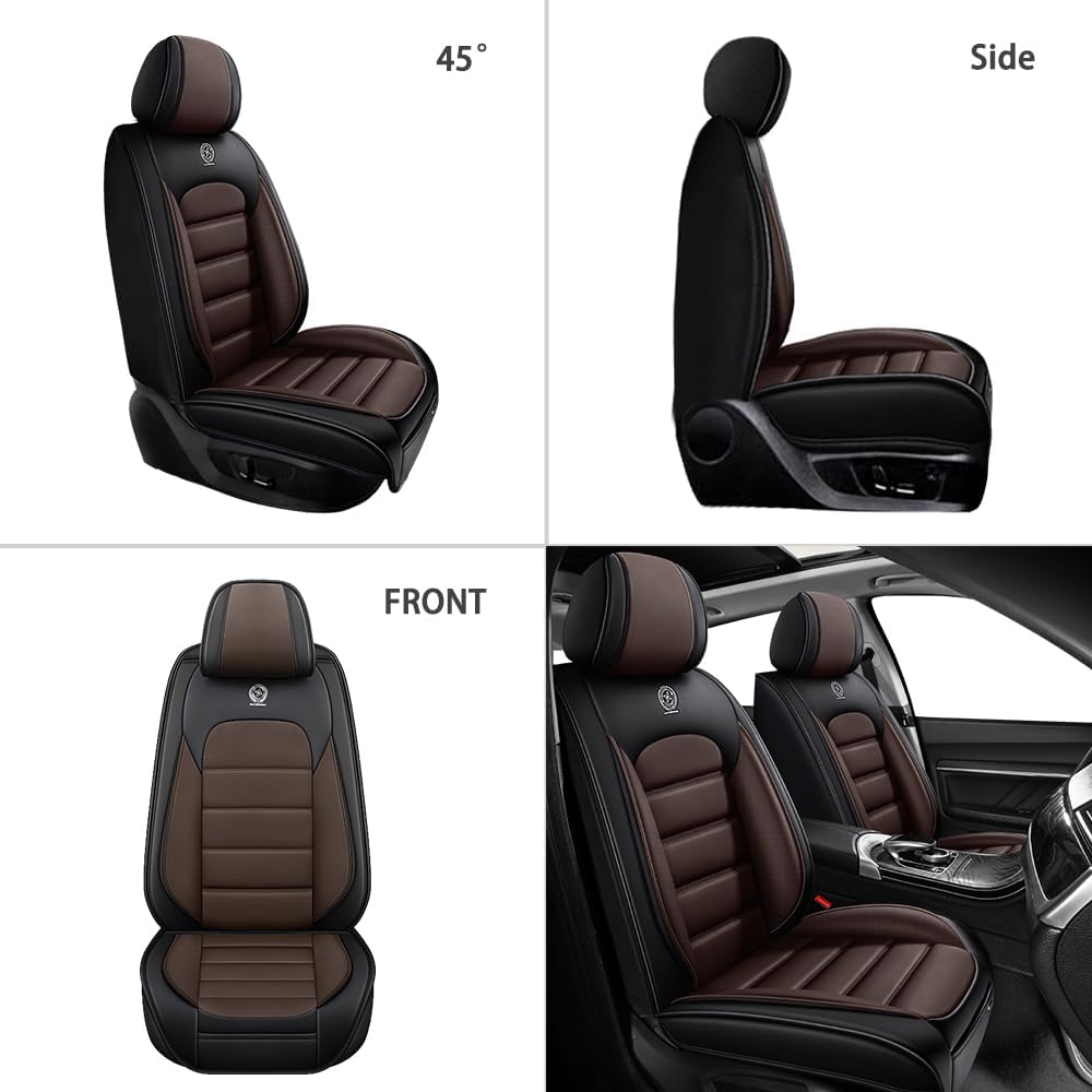 2-Seats Car Seat Covers for Toyota Corolla Cross Hybrid 2023-2024 Leather Vehicle Seat Covers Excellent Quality Car Seat Cover,Waterproof Anti-Slip Seat Cover Airbag Compatible(Black&Coffee-Luxury)