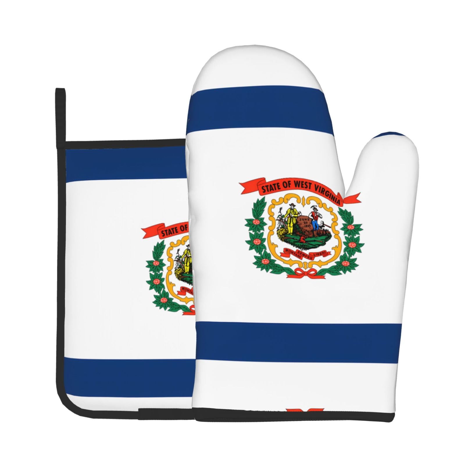 Oven Mitts and Potholders Set of 2 for Kitchen Baking Cooking GrayWest Virginia Flag Thick and Durable