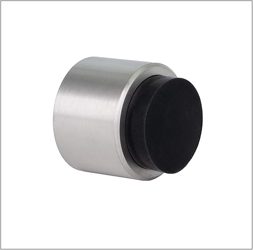 EVI  Tope de puerta adhesivo de pared  1.1'' X 1.1''  Caucho negro  Acero inoxidable  Acabado mate  Gran adherencia  100% funcional  Mod. 19828