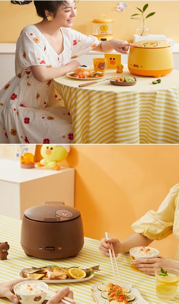 1.5L Cuiseur À Riz Électrique Antiadhésif Intérieur Multi Cuiseur Mini Ménage Automatique Marmite pour 1-3 Personnes,Jaune