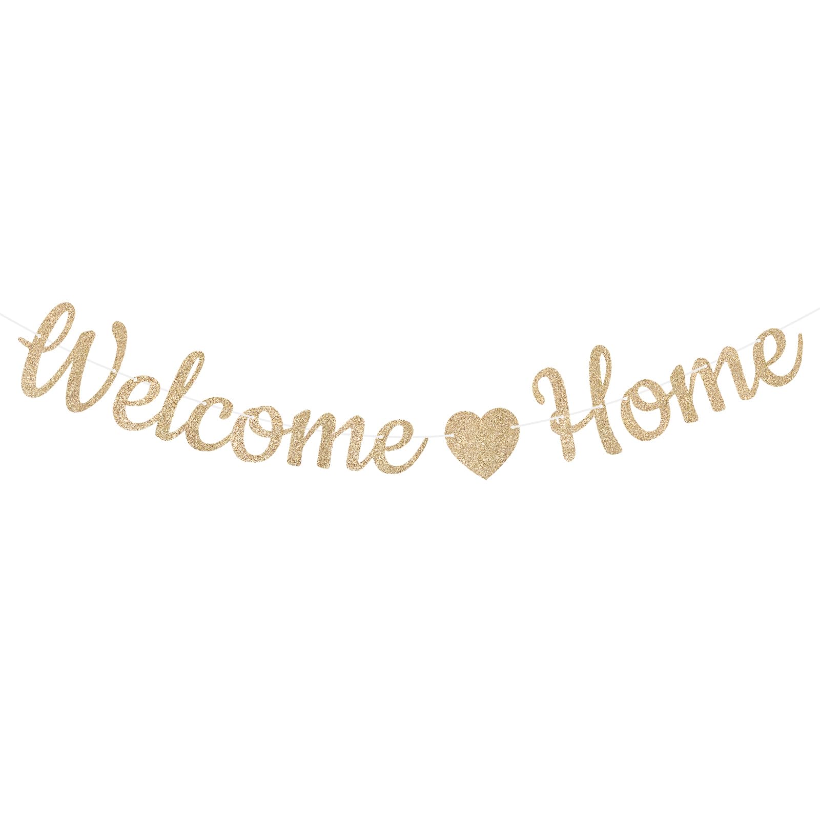 G2PLUS Pre-Strung Welcome Home Banner, 3m Glitter Champagne Gold — image 1