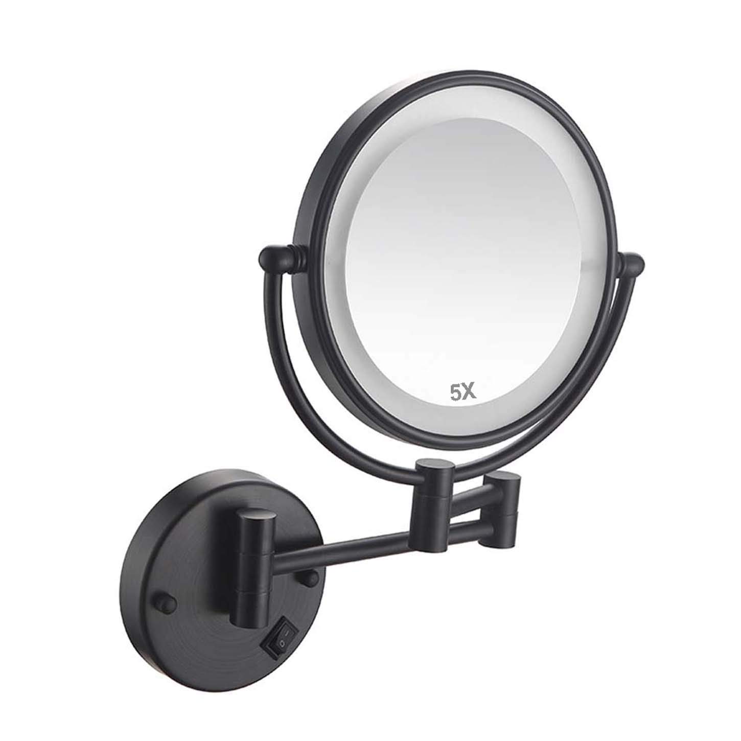 Miroir de courtoisie cosmétique pivotant à 360° en finition haut de gamme avec LED