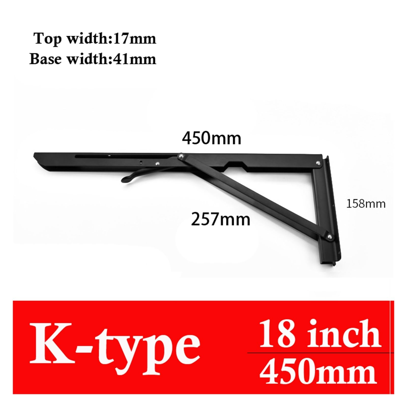 klappbare Regalhalterung, 2 Stück 8-20 Zoll schwarze Halterung, verstellbar, wandmontiert(K 18x2)