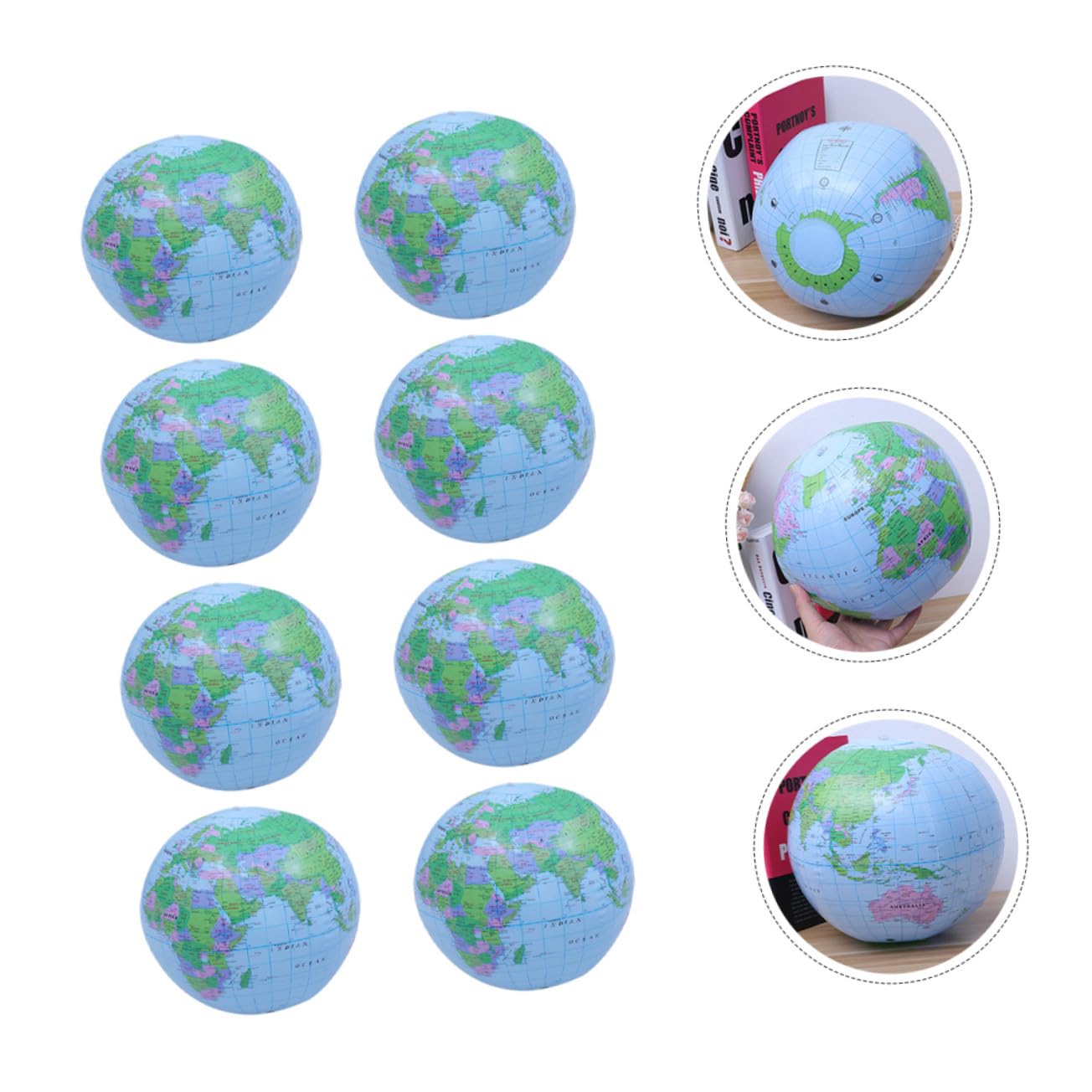 8 Palloni Gonfiabili da Spiaggia in Pvc a Forma di Globo, Leggeri e Galleggianti Sull'acqua, per Spiaggia e Feste Estive, Confezione da 8 Pezzi