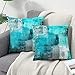 Housse de Coussin Turquoise et Gris 45x45 Taies d'oreiller en Velours Coussins de Canapé Décoratifs Lot de 2 Souples Dorées Housses de Coussin Décoratives Turquoise pour Canapé-Lit de Salon