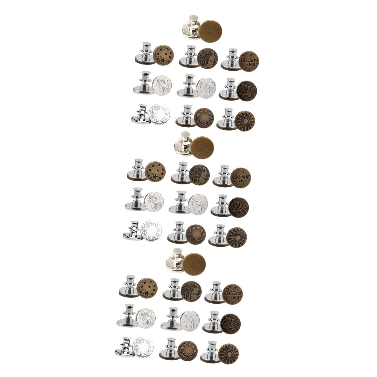 TEHAUX 3sets Bottoni Instantanei Regolabili Per Jeans Chiusura Metallo Rimovibile Senza Cucitura Pratico Per Abbigliamento e Accessori Design Durevole e Facile Da Usare