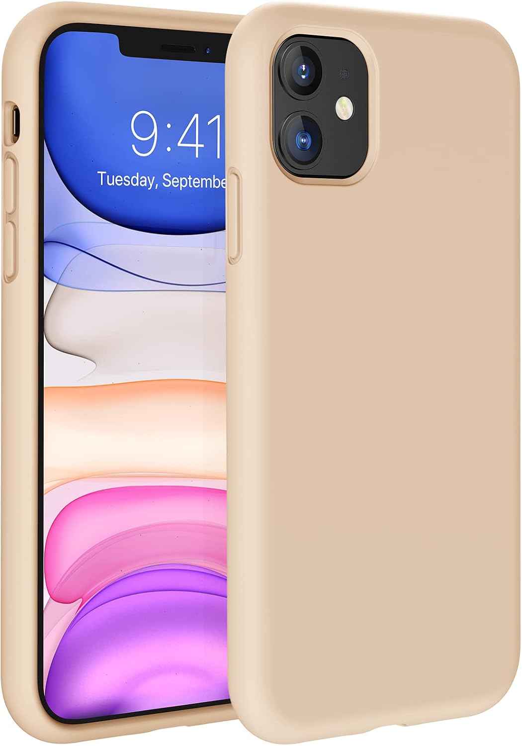 Miracase Liquid Silicone Phone Case Compatible with iPhone 11 6.1 inch(2019), Gel Rubber Full Body Protection Shockproof Cover Case Drop Protection Case (Bean Grey)