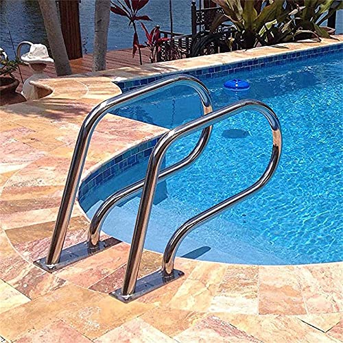 CGF- Handrail 304 Stainless Steel Pool Hand Rail for Inground Swimming Pools | with 4ft Blue Rail Runner | Easy to Install (2 PCS Stair Rail)