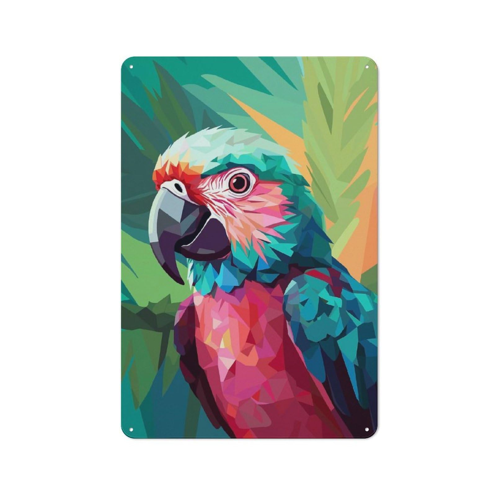 Junmoney Green And Pink Parrot Tin Wall Plaque 30X20cm With For Pub Or Café, For Hospitality Wall Decor Collectors