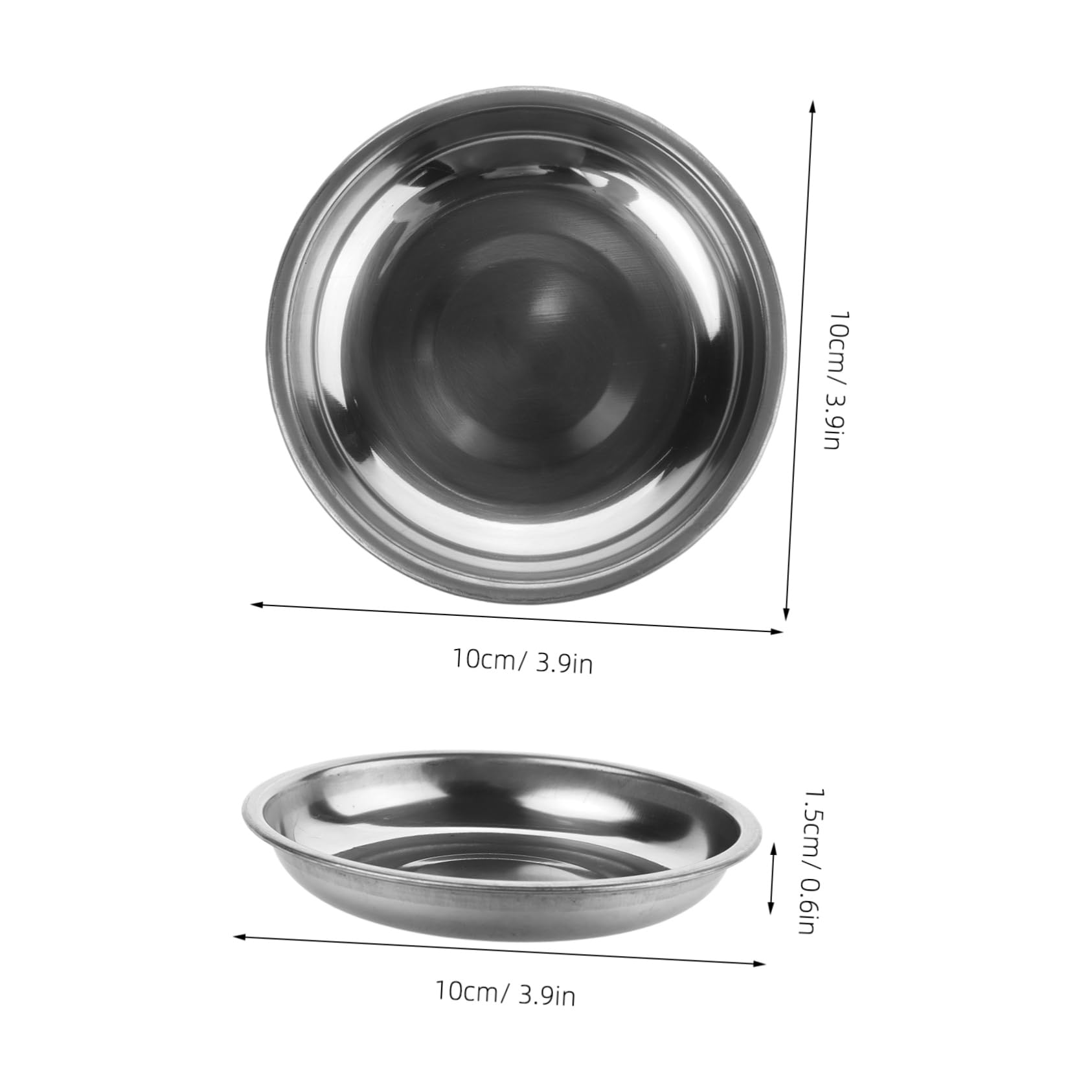 Cabilock 10pcs Small Stainless Steel Appetizer Plates Round Dipping Bowls for Sauces Snacks Seasoning Easy to Clean Metal Saucers for Charcuterie Boards