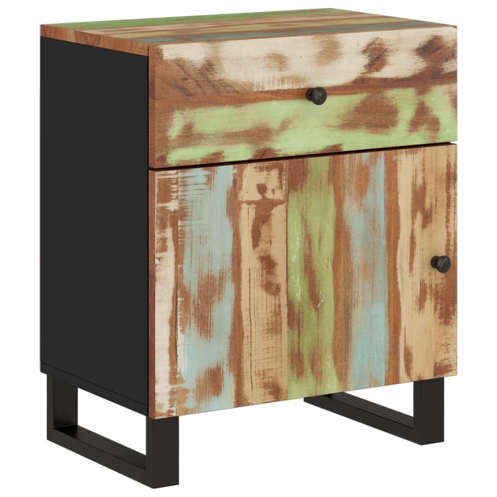 Table de Chevet Style Industriel Bois Massif 50x33x60cm - Table Basse d'Appoint Salon avec Tiroir