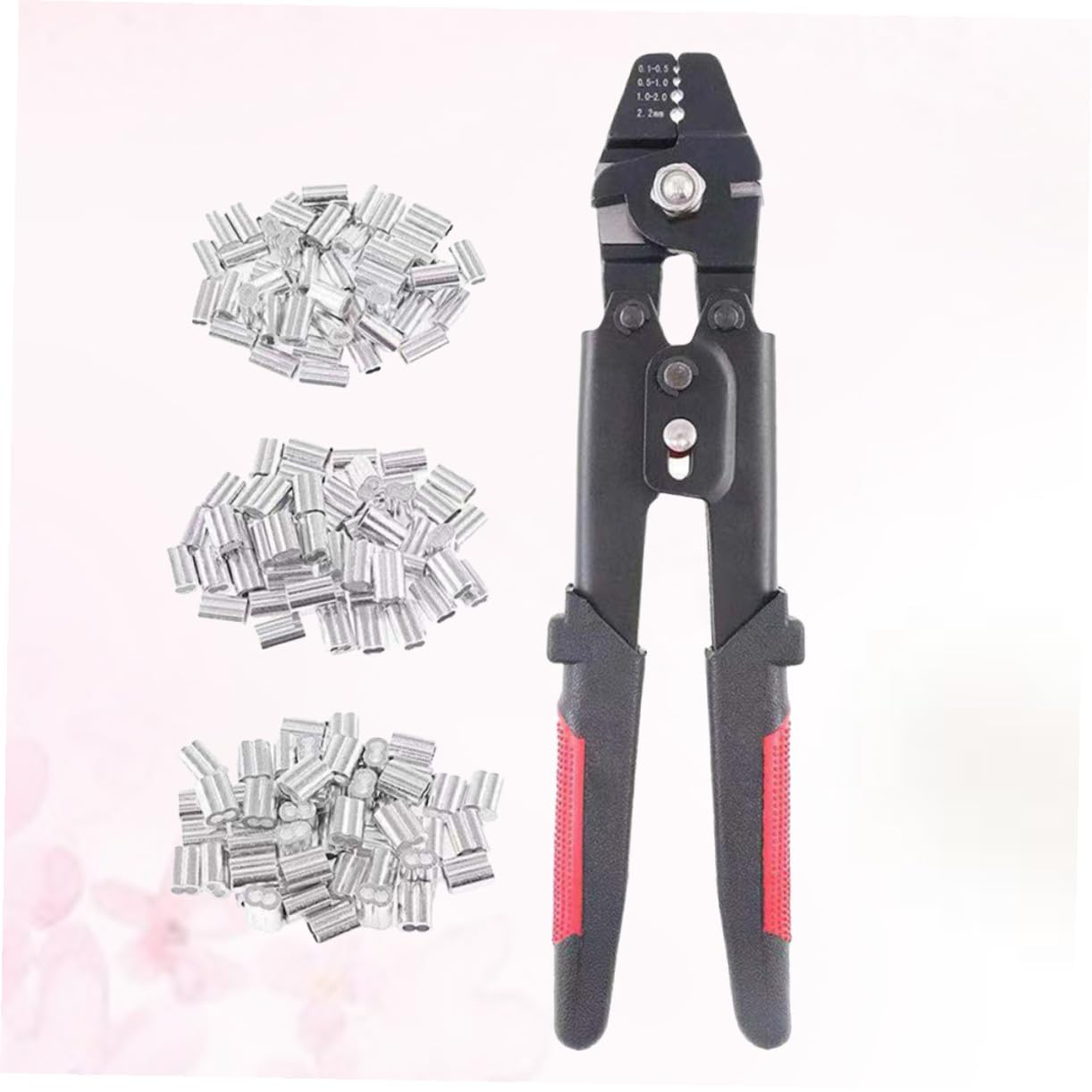 LIFKOME 1pezzi Pinza Crimpare Per Funi Con Manico Antiscivolo Bloccaggio Automatico e Manicotti in Alluminio Per Fili Pesca e Cavi Da Utensile Resistente Alla Corrosione