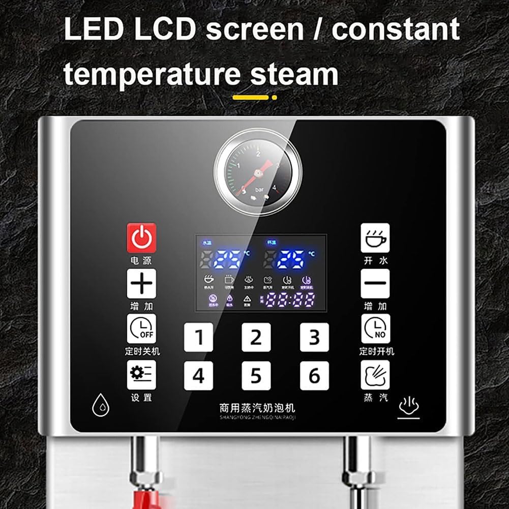 Mousseur à Lait électrique Professionnel 2200 W, 4 en 1 (12 L), entièrement Automatique, avec Chauffe-Lait, mousseur et Fouet, écran intégré, idéal pour Cappuccino et Latte.