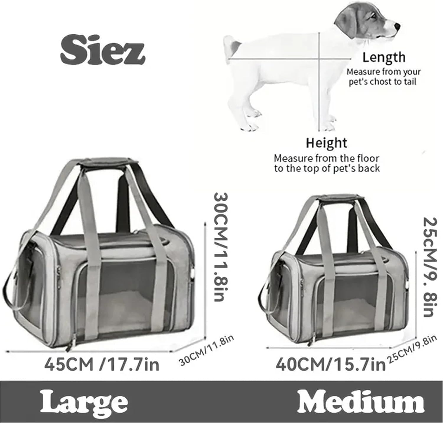Pet Backpack with Side Ventilation Design, Suitable for Both Cats and Dogs, and complies with Airline regulations(Gray,L (45x30x30))