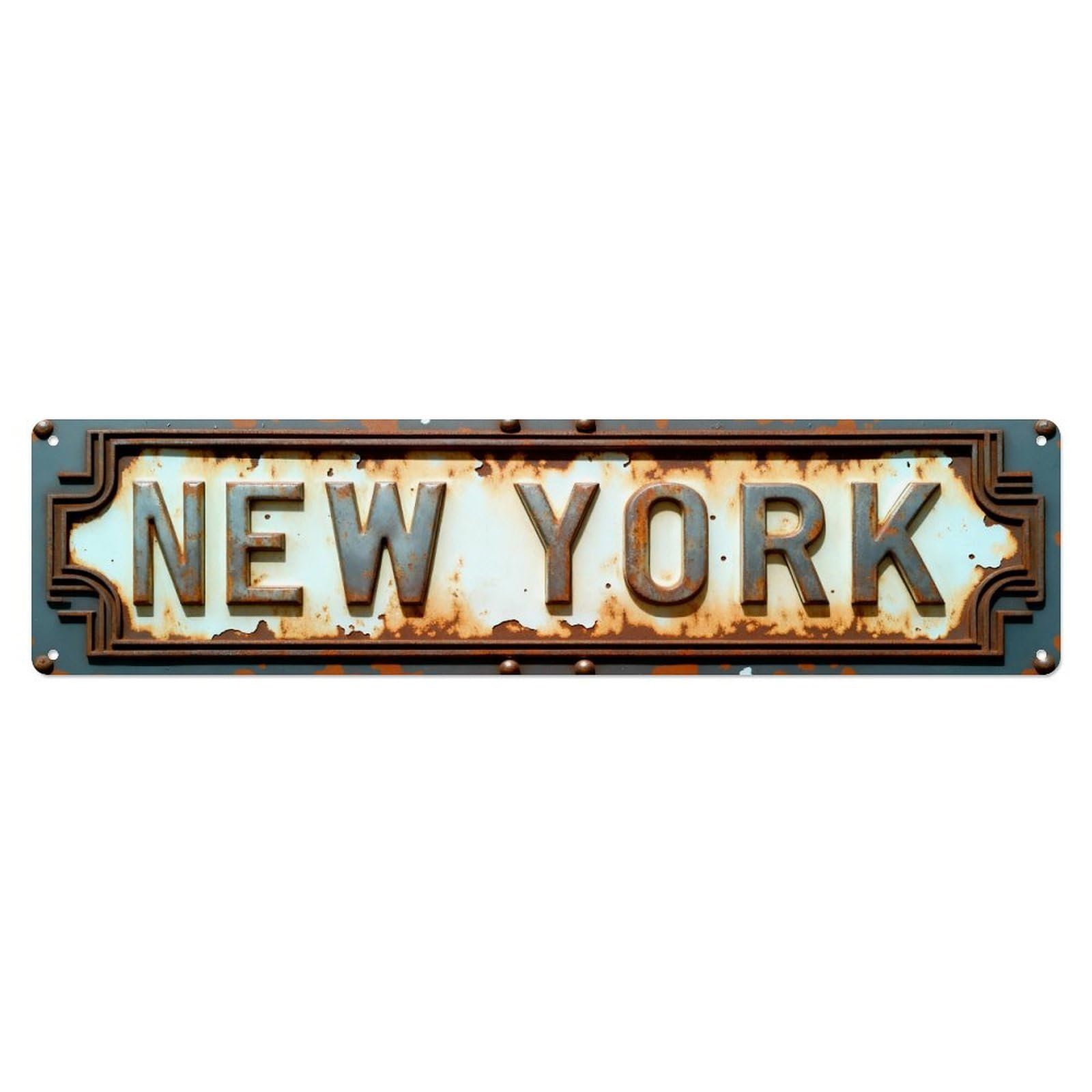 Rusty Metal Sign Pattern Print Tin Sign Vintage Metal Sign Home Bar Garden Indoor & Outdoor Wall Decor Retro Metal Poster 4x16 Inch
