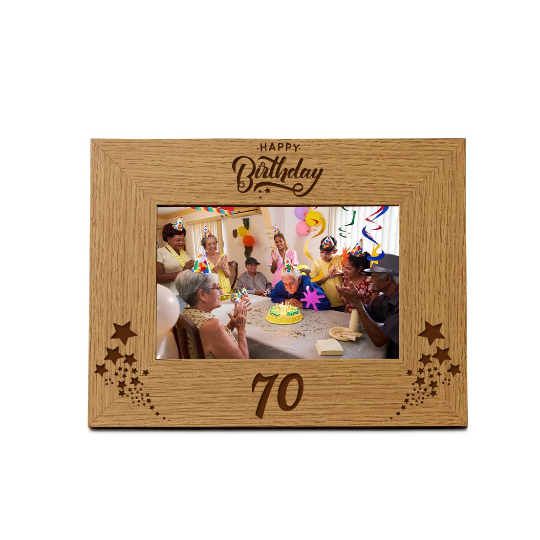 Ukgiftstoreonline Happy 70Th Birthday Wooden Photo Frame Gift (4 X 6 Inch)
