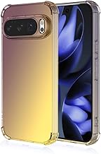 RankOne Phone Case Suitable for Google Pixel 10 (6.3" Inches) Case with Gradient Color Color Silicone Transparent TPU - Black Gold