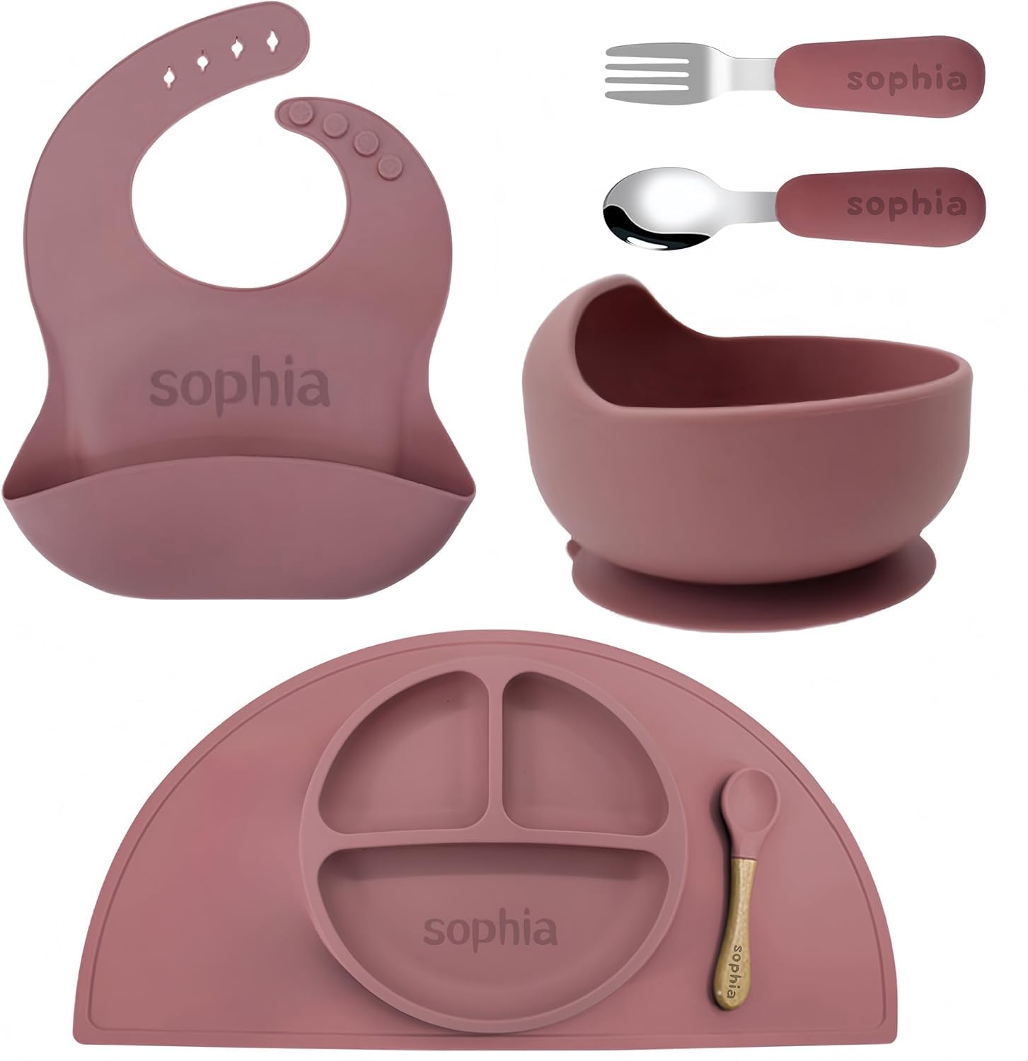 Personalized Silicone Suction Plates for Baby, Custom Toddlers Spoon and Fork Set with Name — A Thoughtful Birthday Gift for Boys & Girls — image 1