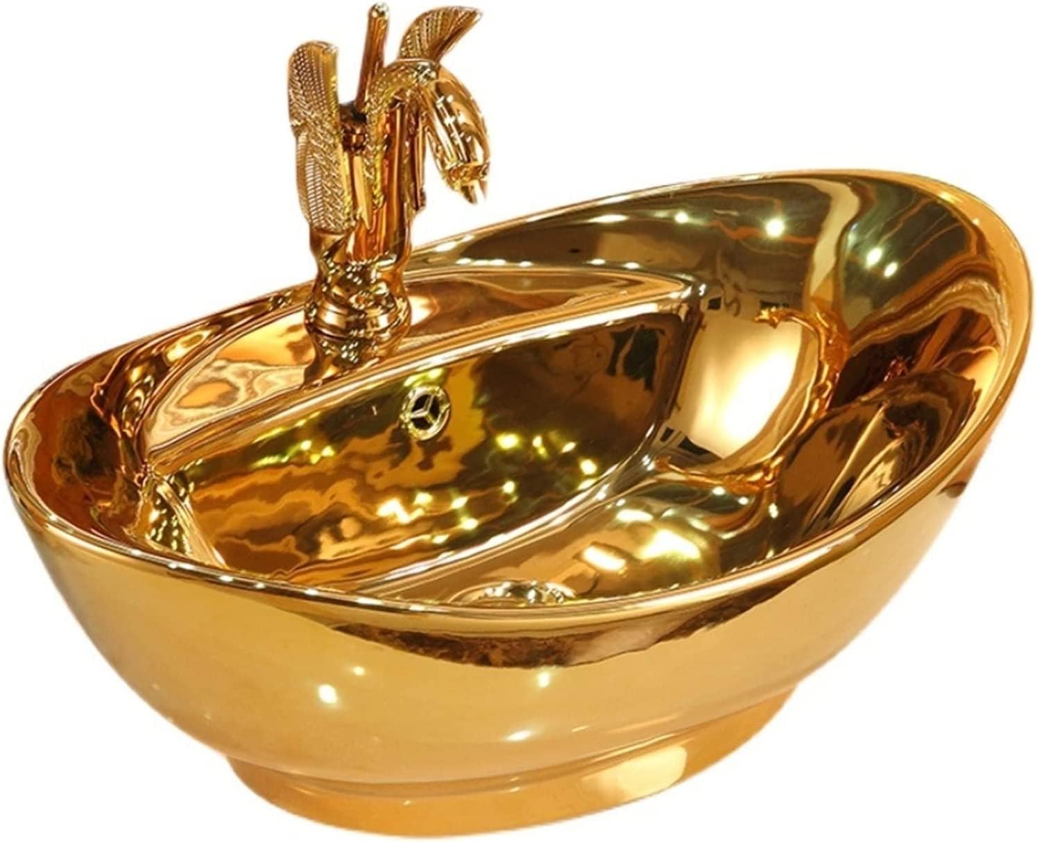 Bathroom Vessel Sink, Ceramic Bathroom Sink Bathrooms Basin Ceramic Wash Basin Golden Sink ...
