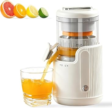 Portable Electric Citrus Juicer, Efficient Extraction for Oranges Lemons Limes, Hands-Free One-Touch Operation, USB Rechargeable & Easy Clean, Mini Juicer Machine for Kitchen Countertop White
