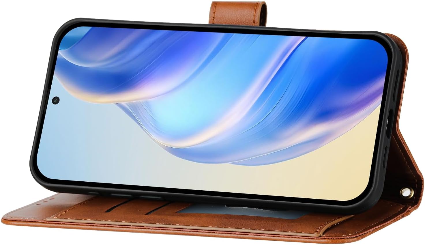 Compatible with Xiaomi Poco C75 / Poco M7 5G,Compatible with Redmi 14C (5G / 4G) / 14R / A4 Flip Kickstand PU Leather Zipper Wallet Magnetic Closure Phone Case Brown