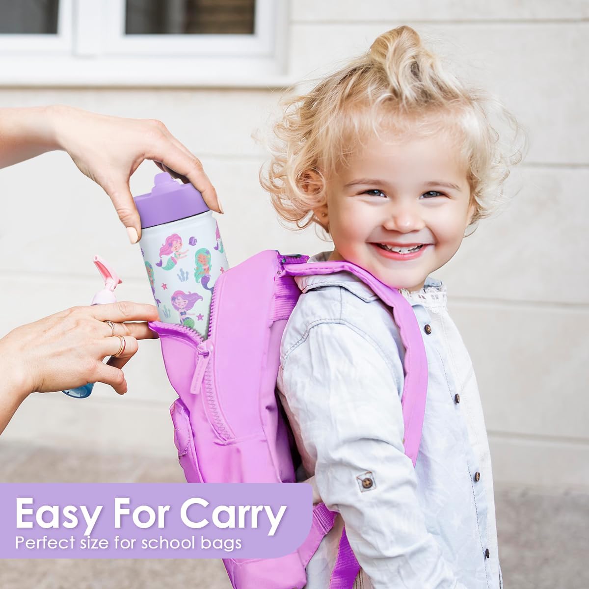 Mermaid Kids Water Bottle With Straw Lid 12oz Insulated Stainless Steel, Travel Tumbler, Gifts For Girls, Birthday, Christmas, Back To School - Image 6