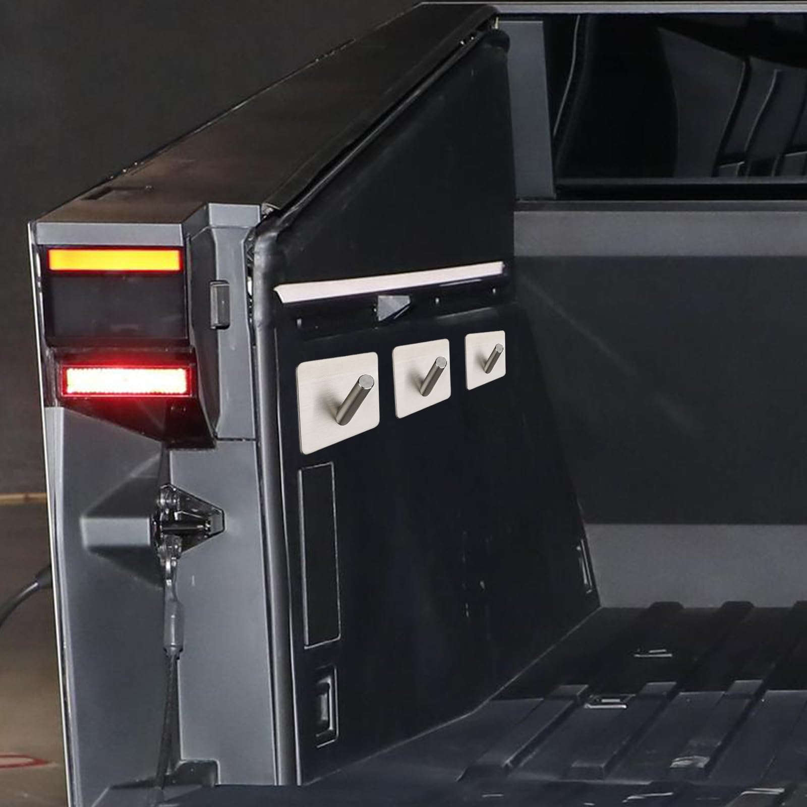 4PCS Trunk Hooks Compatible with Tesla Cybertruck Cyberbeast 2024 2025 Interior Hook Accessoires Organizer Hanger Bags Cyber Hanbag Truck Grocery Bag Holder Trunk Hook Exterior Part Kit Organizers