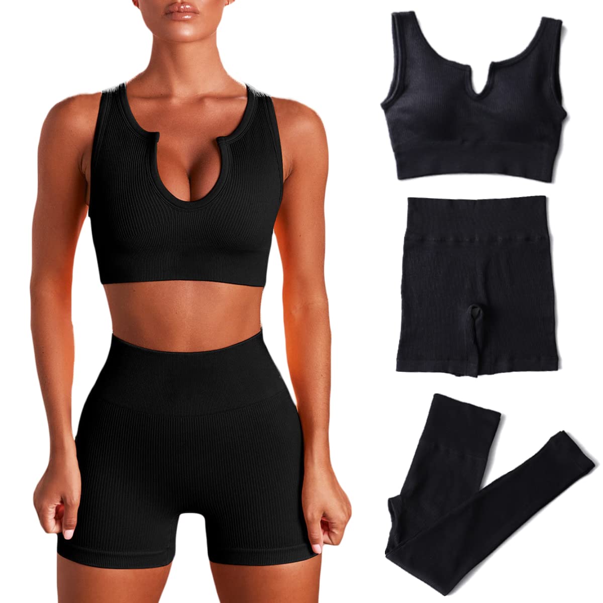 Inmarces Set da allenamento da donna, 5 pezzi, per yoga, abbigliamento sportivo