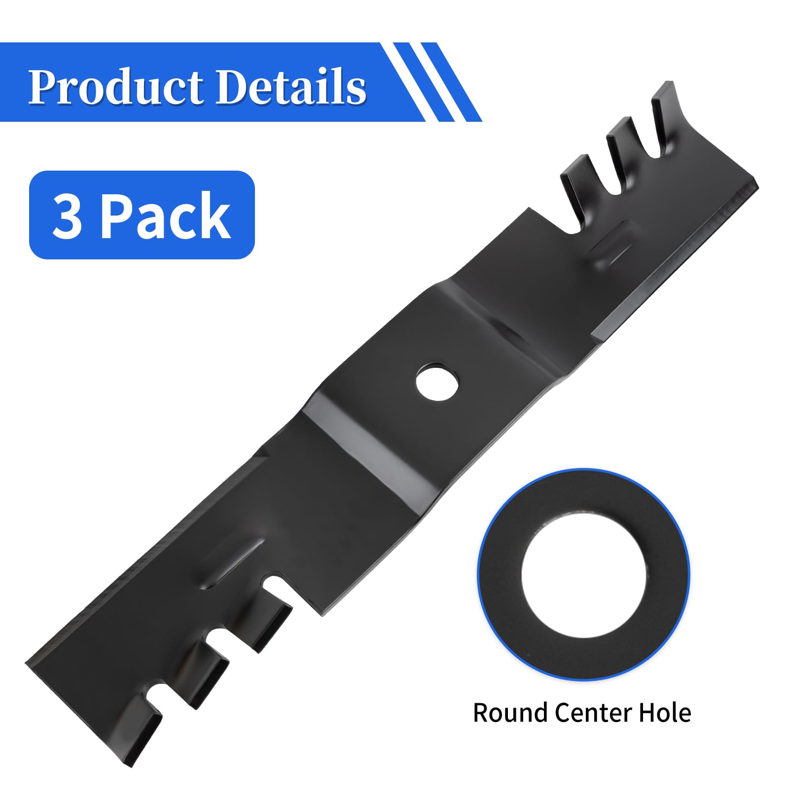 Keycci 02005017-X - Cuchilla de mantillo compatible con tractor de césped Cub Cad et GT2148 Re con Z-Force LZ48 PRO-Z de 48 pulgadas, repuesto de cuchilla dentada para 942-04417-X, paquete de 3