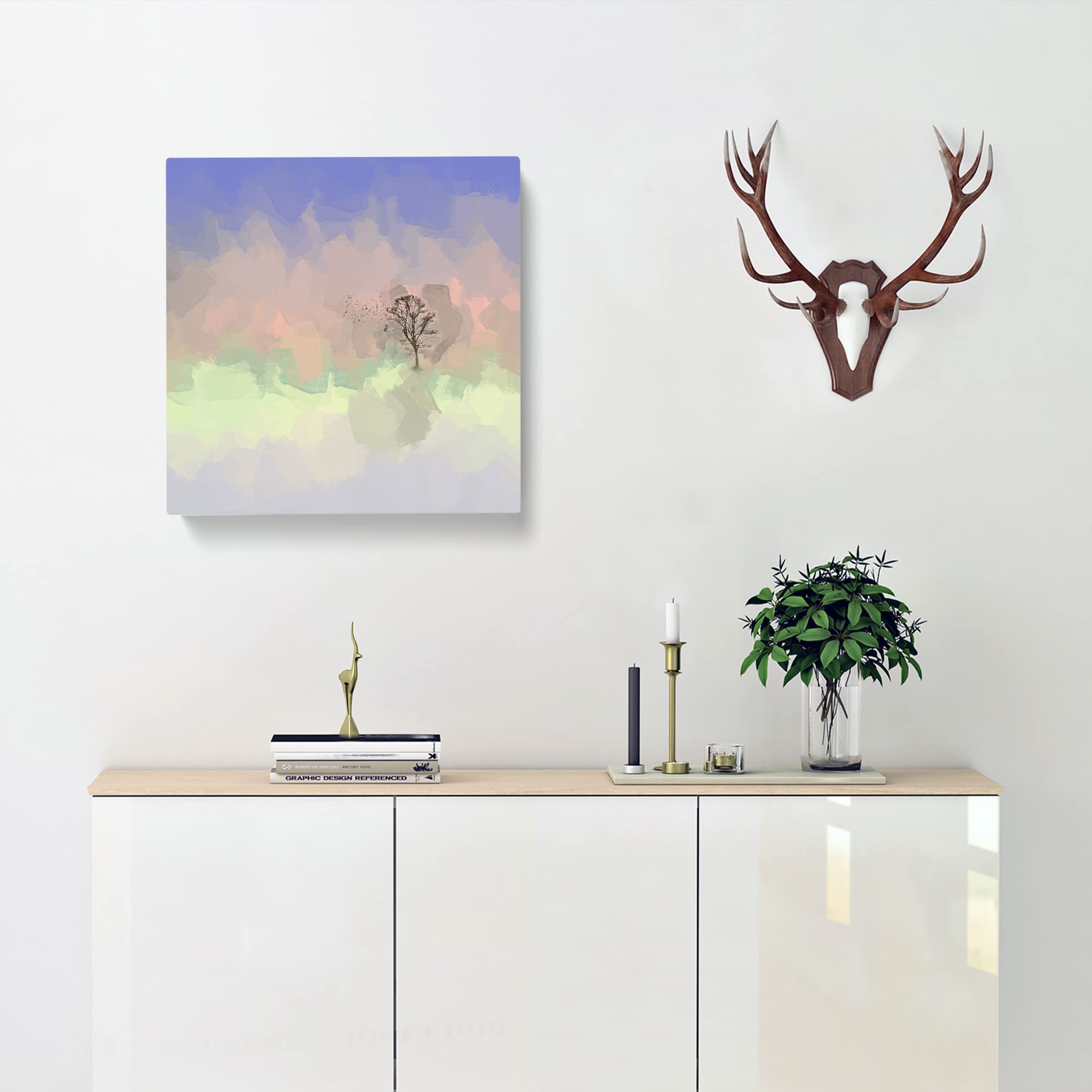 Flock of Birds Leaving the Tree Canvas Print, Mixed, 35L x 35W cm - Image 3