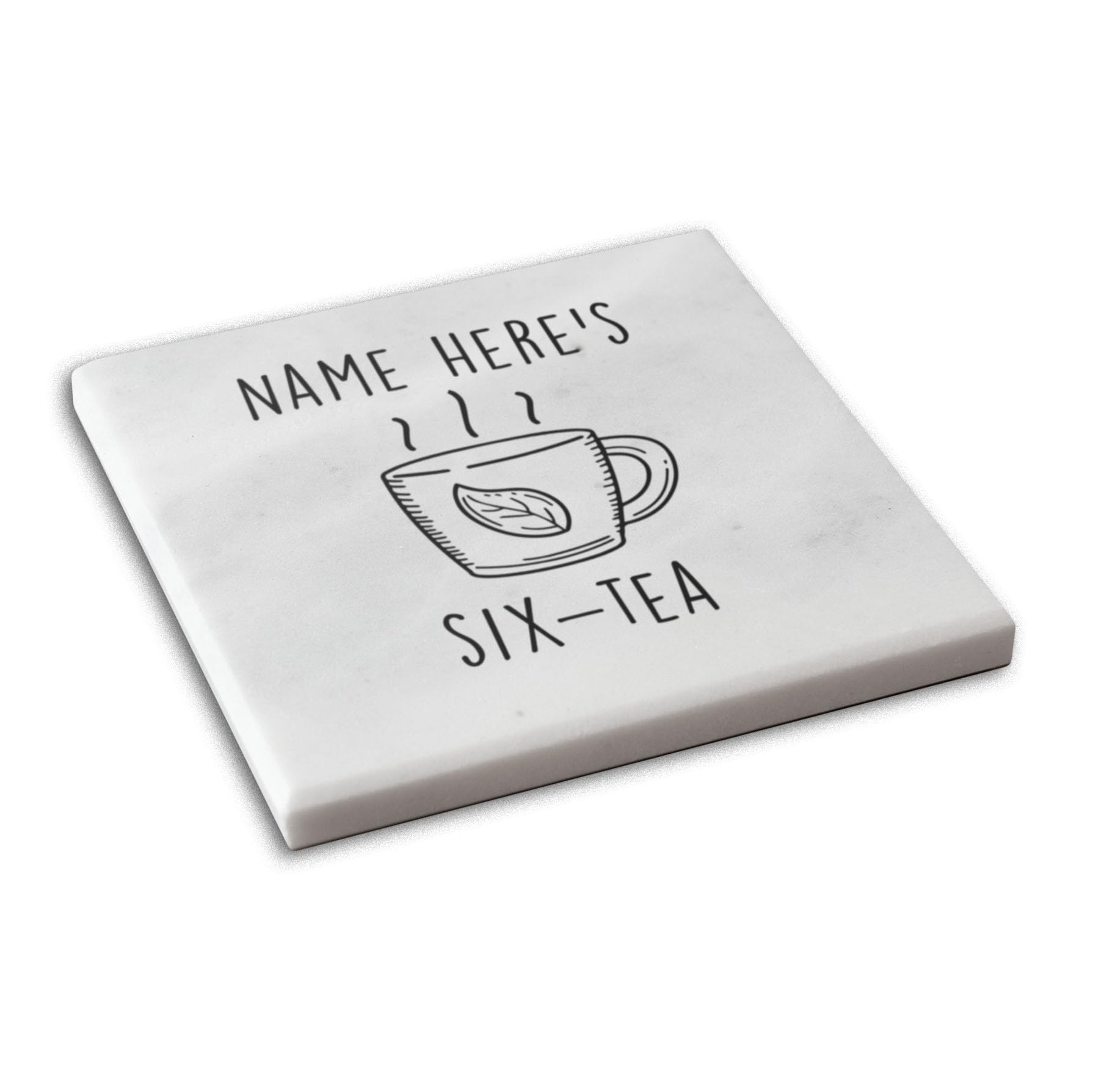 A1 Graphics Ltd Grey Six Tea Solid Marble Coaster Drink Coaster Personalised 60Th Birthday Gift (Grey)