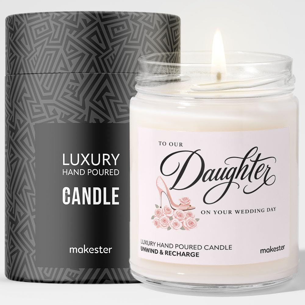 Wedding Gift for Daughter - Luxury Soy Wax Candle - Vanilla, Jasmine, Sugared Almond - Makester โ image 1