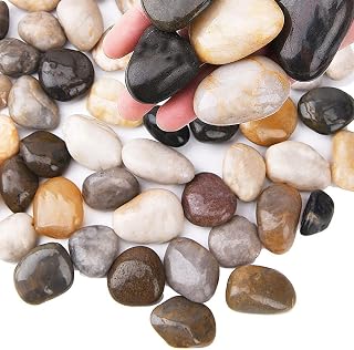 3.96 lb large decorative Stones 0.7-1.5 in River Pebbles forAquarium, Flowerpot, Landscaping, Vase Fillers and Garden Decoration (Colorful)