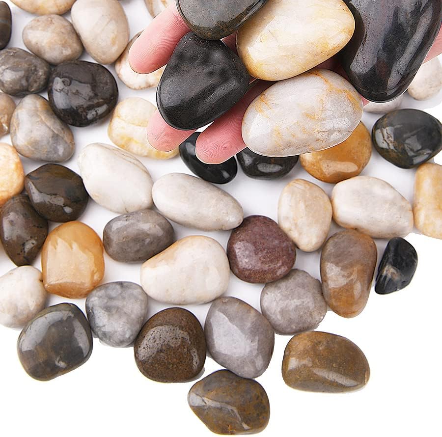 3.96 lb Large Decorative Stones,0.8-1.6 inch Natural Polished Pebbles for Plant Pots,River Rocks for Landscaping, Vase Fillers,Succulents,Aquarium and Garden Decoration