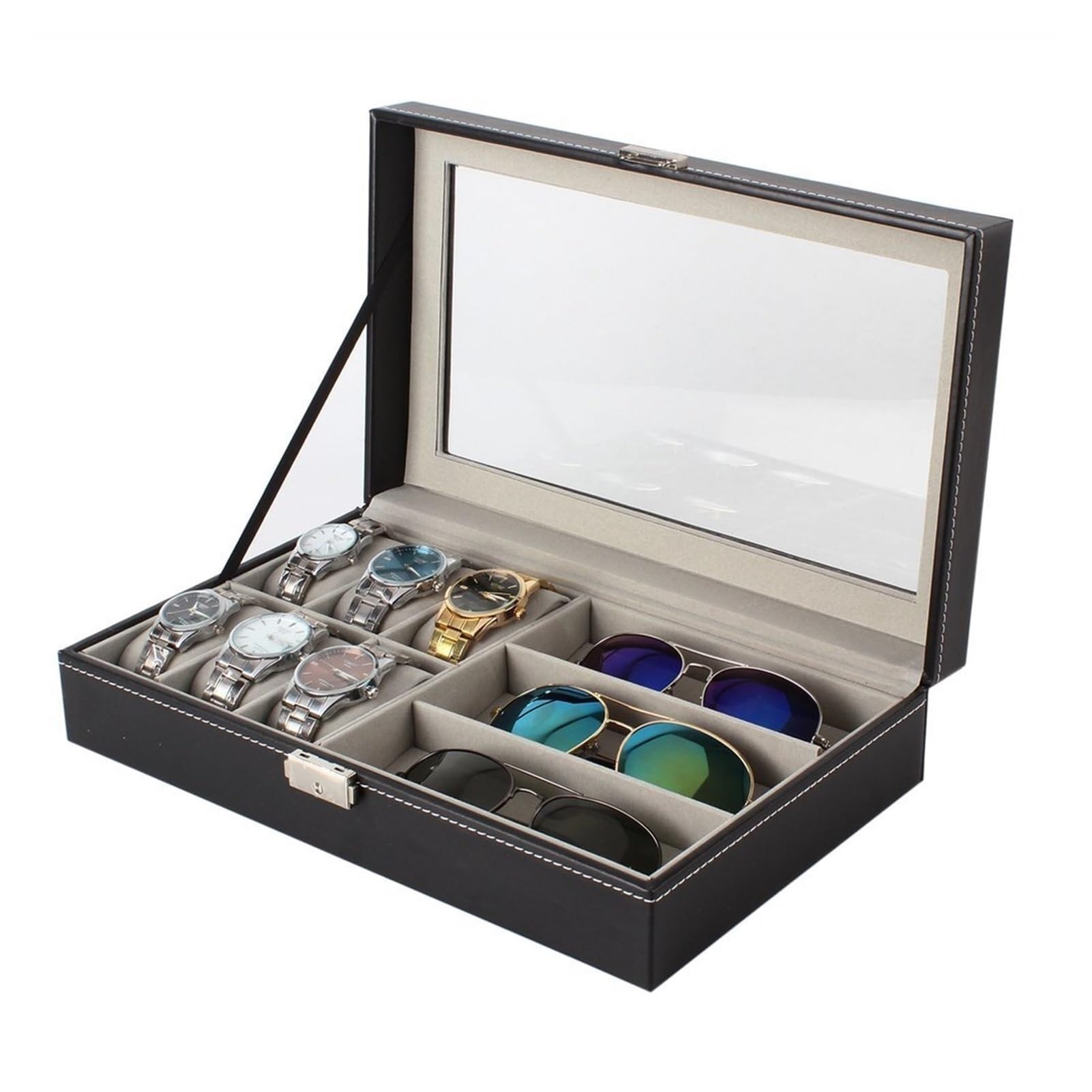 ANVLOJRIH Watch Box Organizer PU Leather Single Layer Watch Storage Box Glasses Storage Box Suitable For Home Jewelry Decoration Display Box Jewelry Storage Box