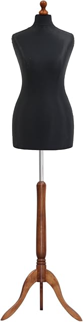 Female Tailors Dummy Black Size 20/22 Dressmakers Fashion Students Mannequin Display Bust With A Dark Wood Tripod Base