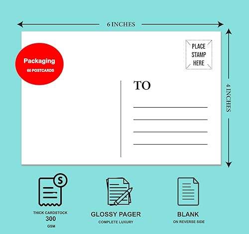 Miniatura 2 de Titpitop 60 postales en blanco de 4 x 6 pulgadas, diario, bricolaje, pintura, invitaciones, tarjetas de felicitación, Navidad, Acción de Gracias,