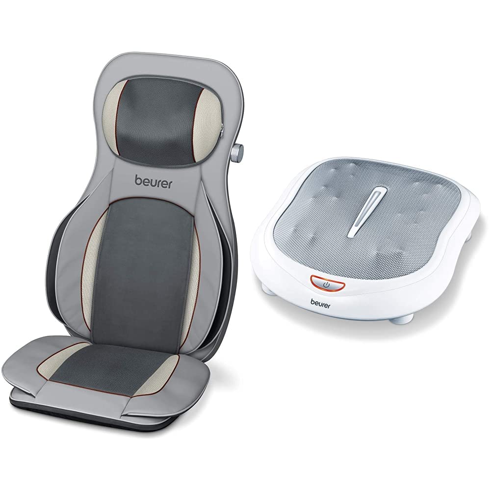 Beurer Housse de Siège MG 320 HD 3 en 1 | Massage Shiatsu, Compression d'Air et Ponctuel & FM 60 Appareil de Massage des Pieds, 18 Têtes, Fonction Chaleur
