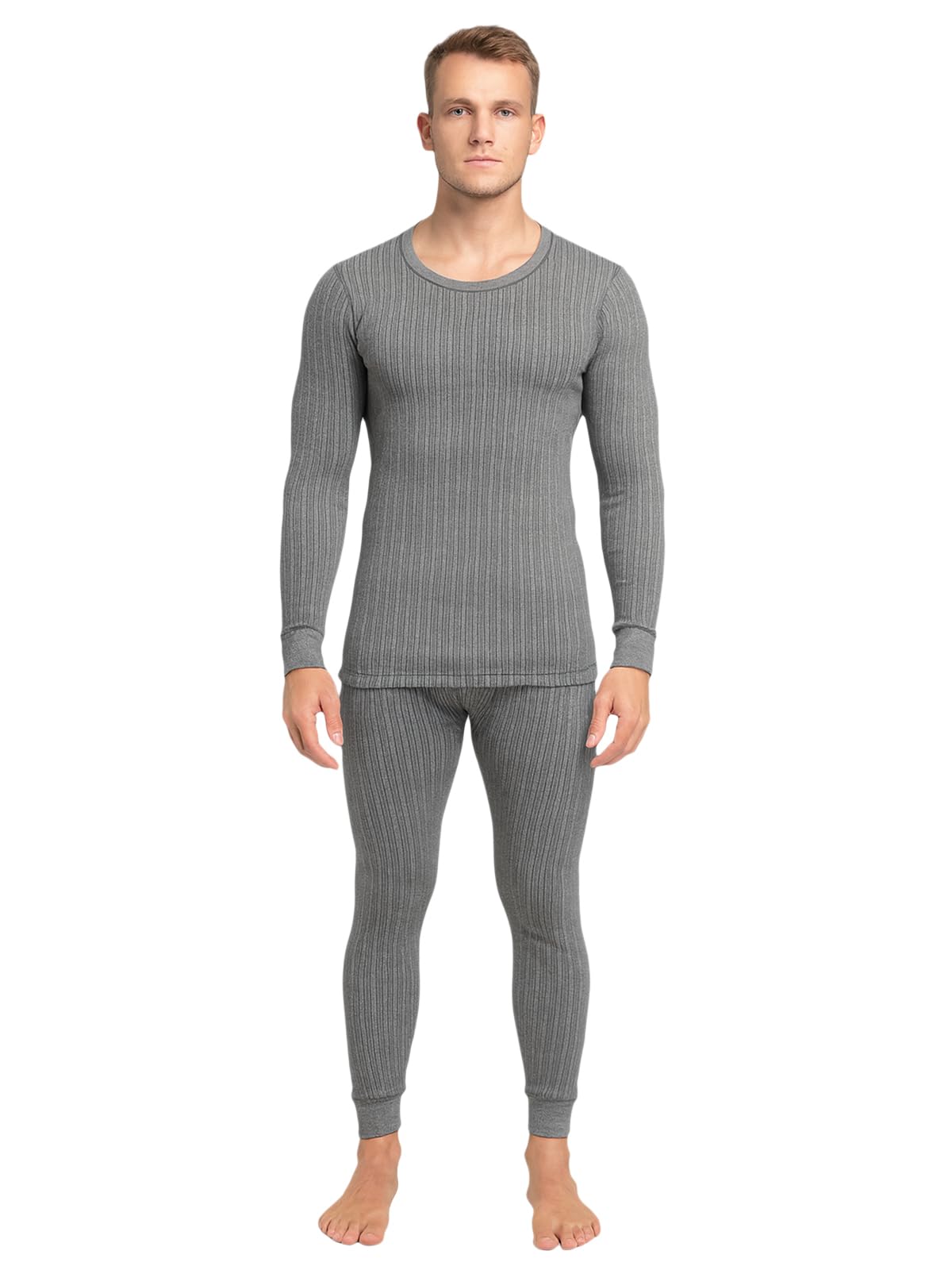 HEATEK Men's Round Neck Full Sleeve Skin Friendly Winter Wear Thermal Top and Bottom Set | Thermal Set for Men | Style 333
