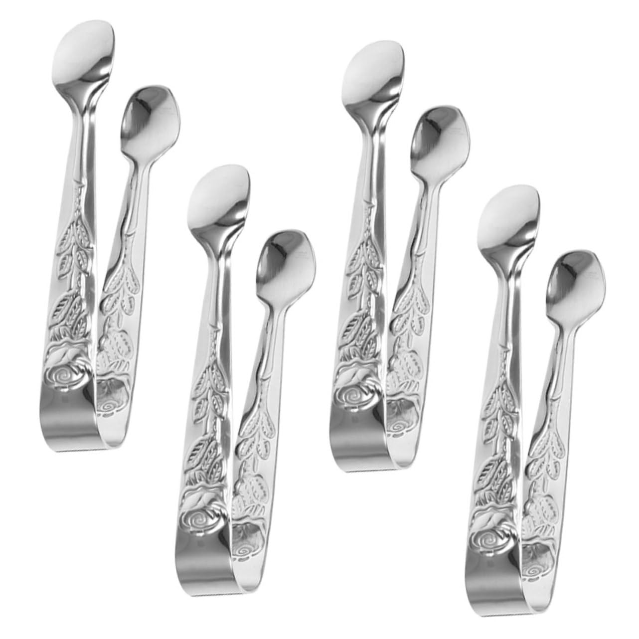 PRETYZOOM Rose Gold Embossed Tong Tool for Ice Cube Sugar Cube Cookie Mini Serving Tongs