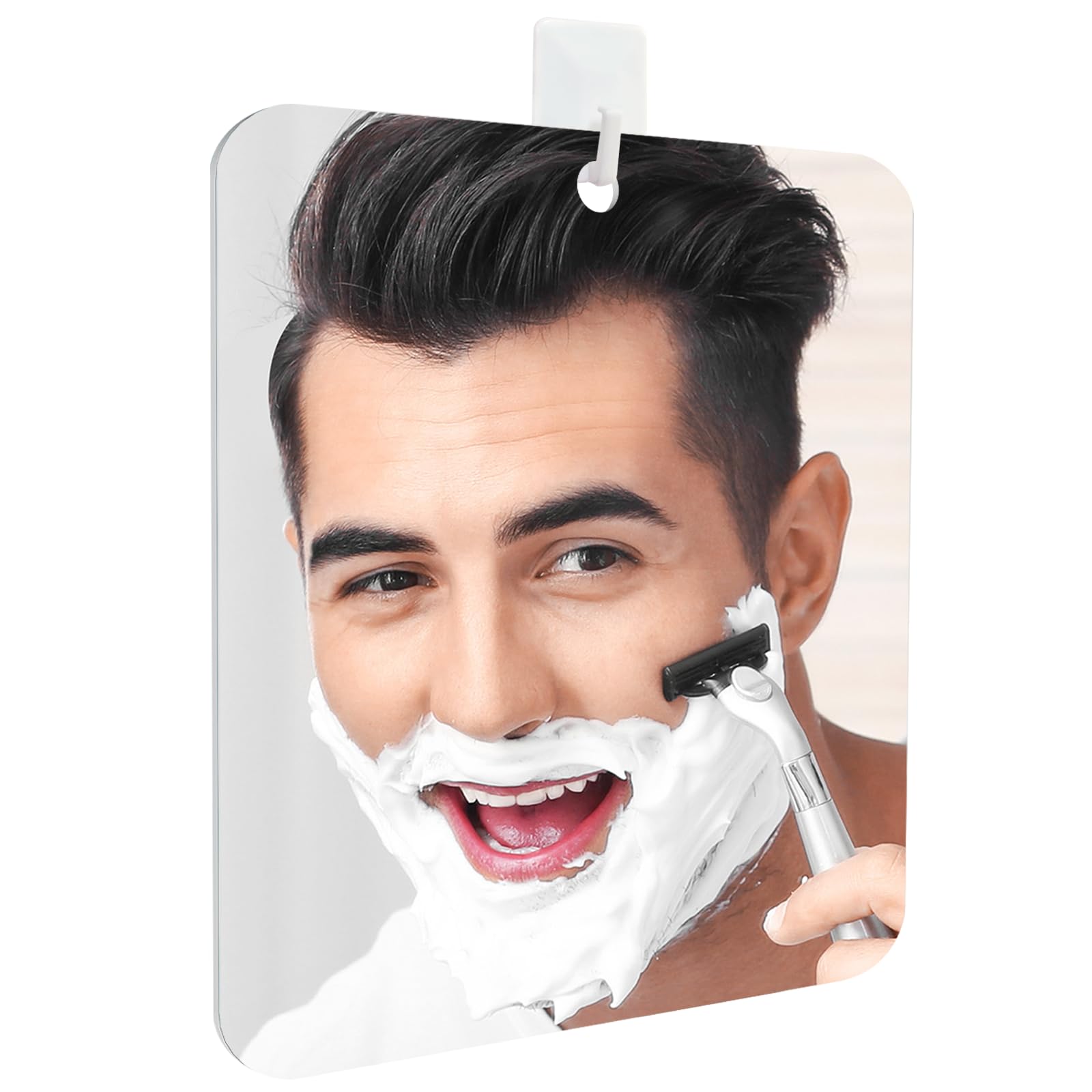 shower mirror fogless for shaving fogless mirror for shower with 1 adhesive hooks bathroom shatterproof shaving mirror - for men and women silver