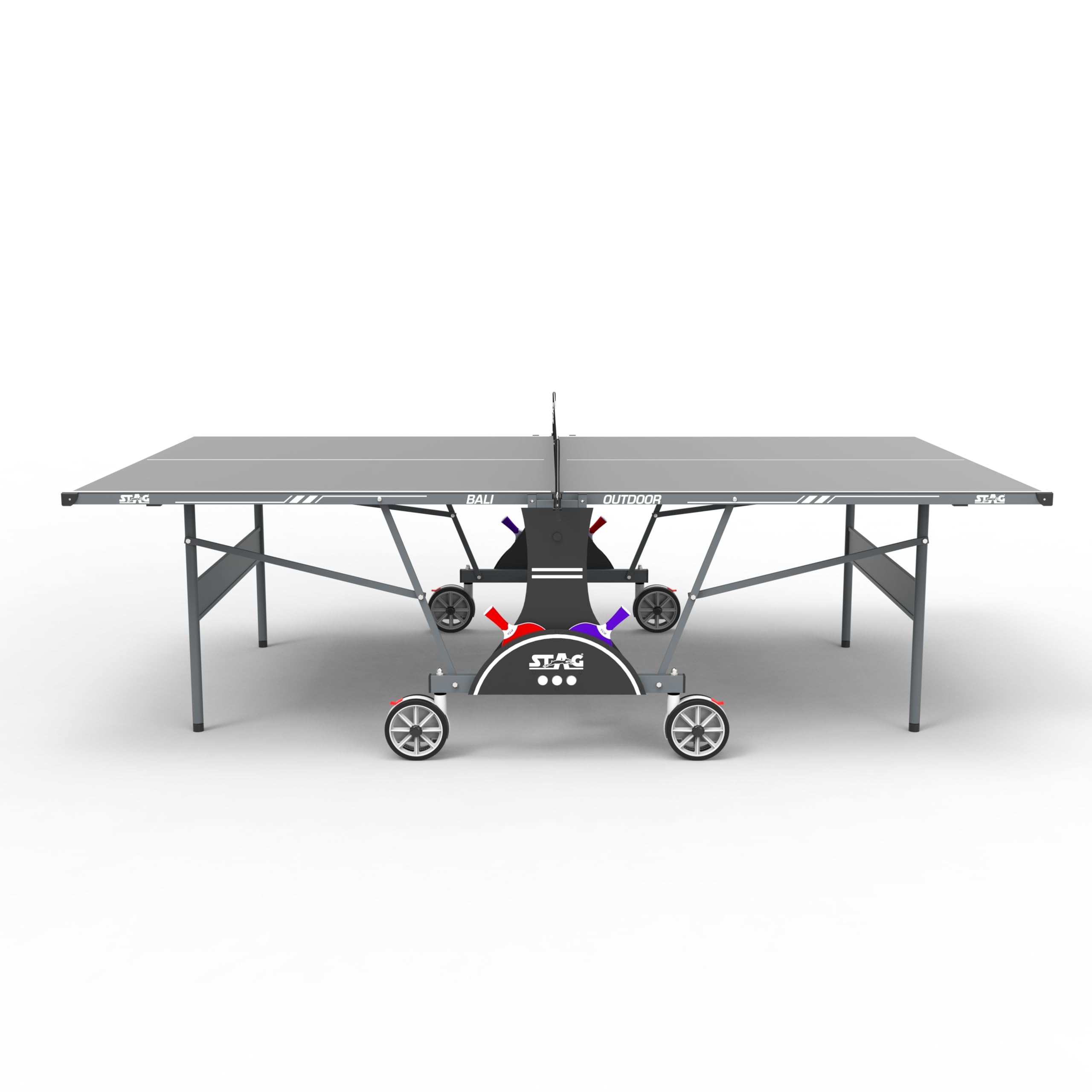 Stag Global Bali Series (100 Years Celebration) 4mm top Outdoor & Indoor T.T Table| Premium Heavy Duty T.T Table with 15 Minute Quick Easy Assembly| - (2 TT Rackets,6 Balls,1 Clamp Net)-image-34