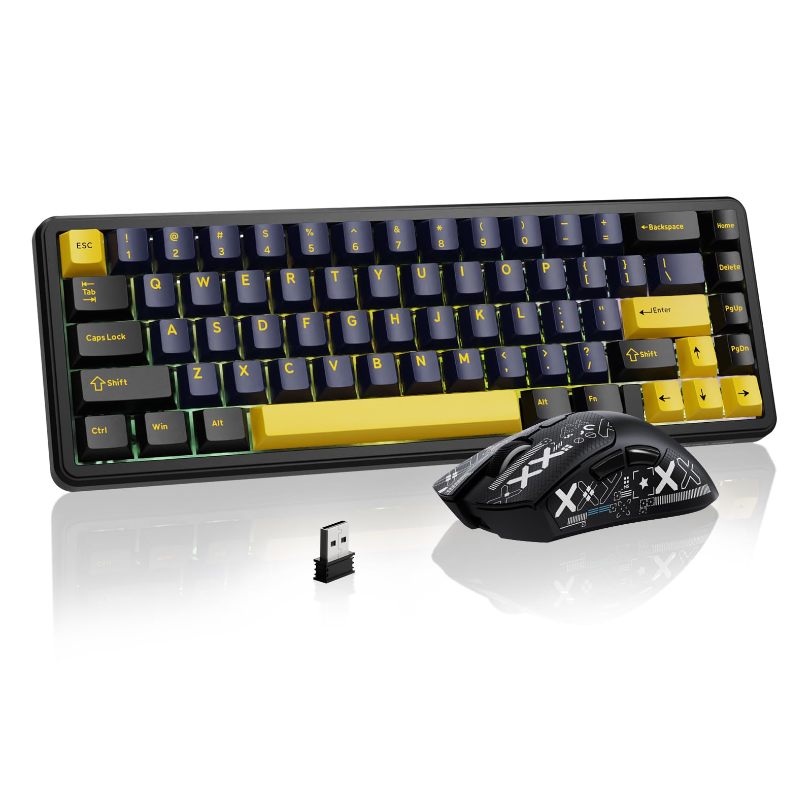ATTACK SHARK Gaming-Tastatur & -Maus-Set, X65 HE Kabelgebundene Magnettastatur und R1 Kabellose 59g Superleichte Maus (8000Hz, RT 0,01mm, RGB, 65h Akku) - Sternenschwarz