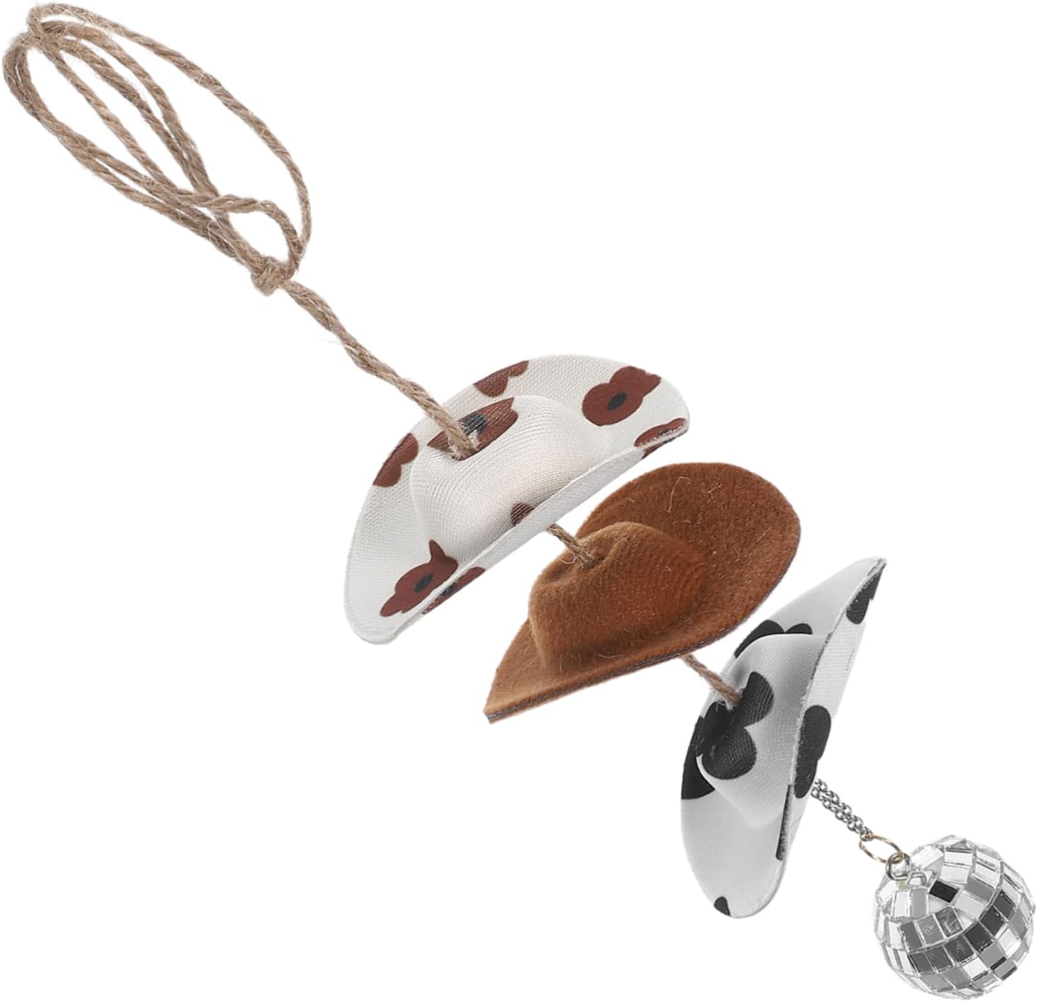 YARNOW Disco Ball Cowboy Hat Car Charm Unique Rear View Mirror Accessory for Women Cute Car Ornament Fun Hanging Pendant for Vehicles Charming Aesthetic Decor